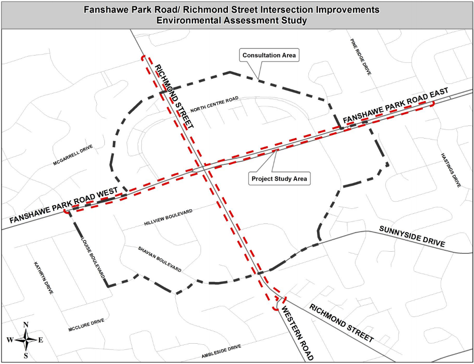 The study area was the Richmond Street and Fanshawe Park Road East intersection. For more information, please contact Michelle Morris by emailing mmorris@london.ca or calling 519-661-2489 extension 5806.
