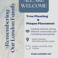 PAC poster advertising the tree planting and plaque placement on Sunday June 4 at 11 am
