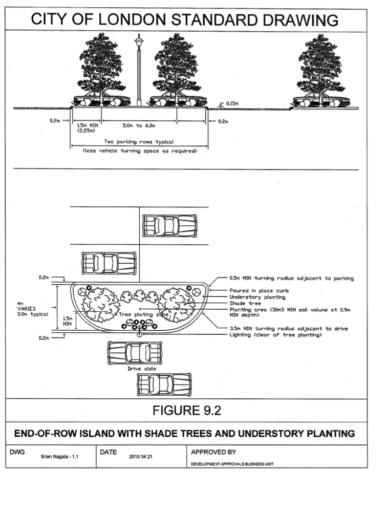 Site plan requirements for tree planters. 
