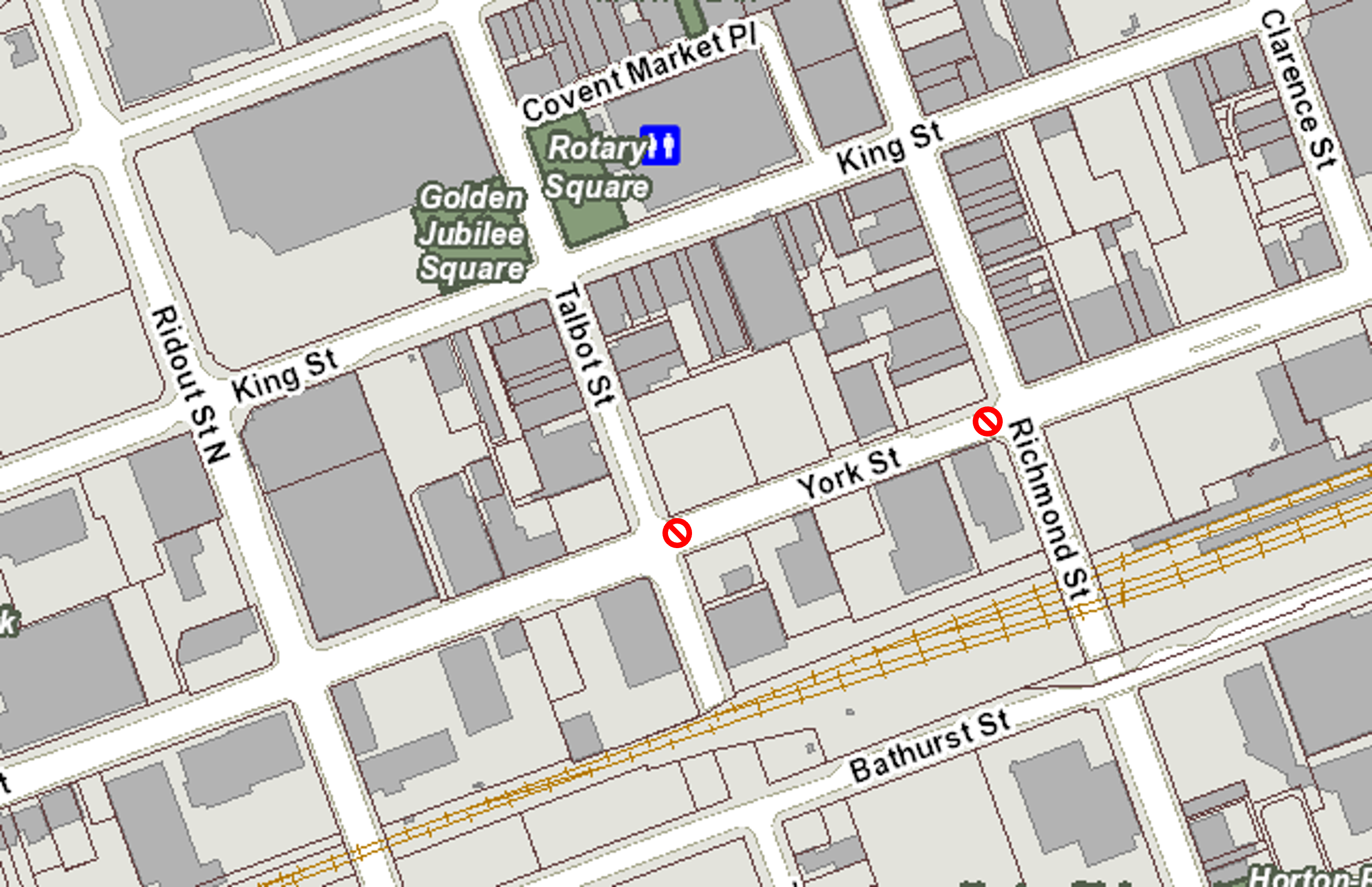 A map of the upcoming temporary closure at York Street